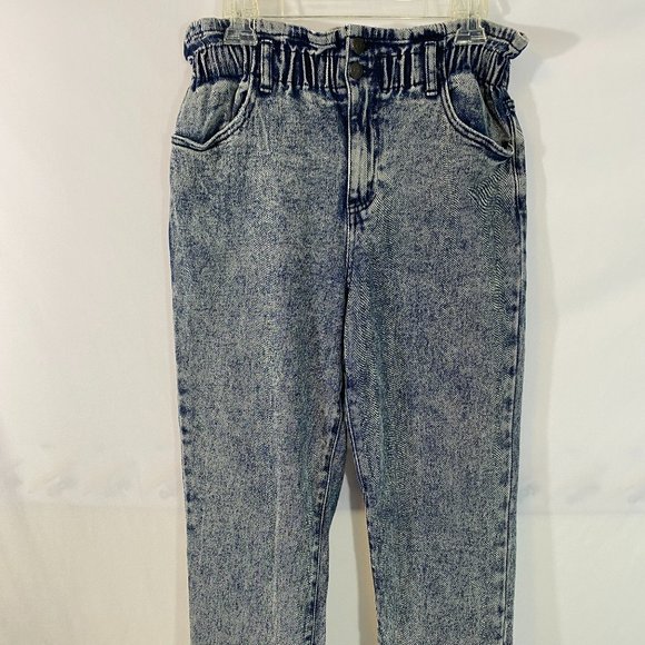 Wild Fable Ruffle Top Elastic Waist Blue Denim Jeans EUC Women's Size 8 - Picture 11 of 16